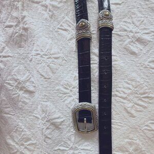 Breitling Vintage Western Tooled Leather Reversible Belt Set